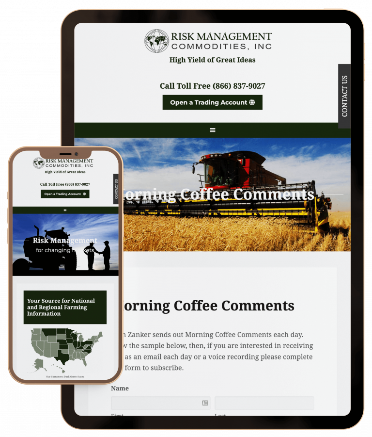 screenshots of website on cell phone & ipad